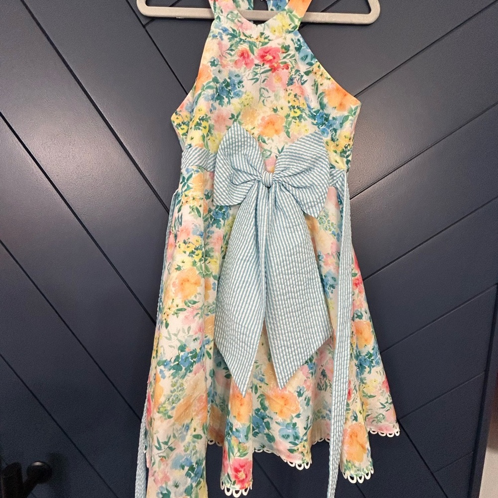 Floral Halter Dress with Bow